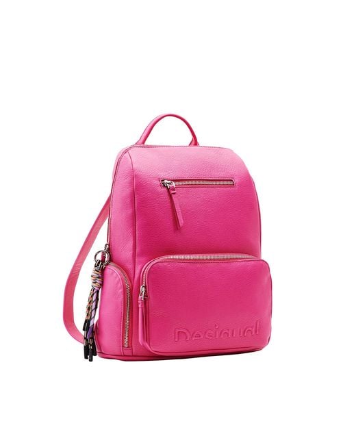 Desigual Pink Midsize Half-logo Backpack