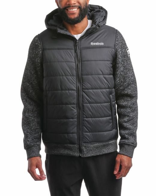 Reebok Warm Insulated Quilted Puffer Jacket With Sweater Fleece
