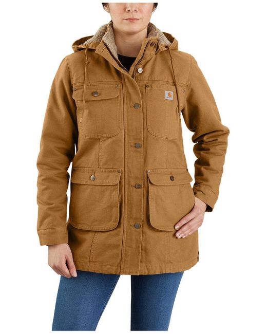 Carhartt Brown Loose Fit Washed Duck Coat