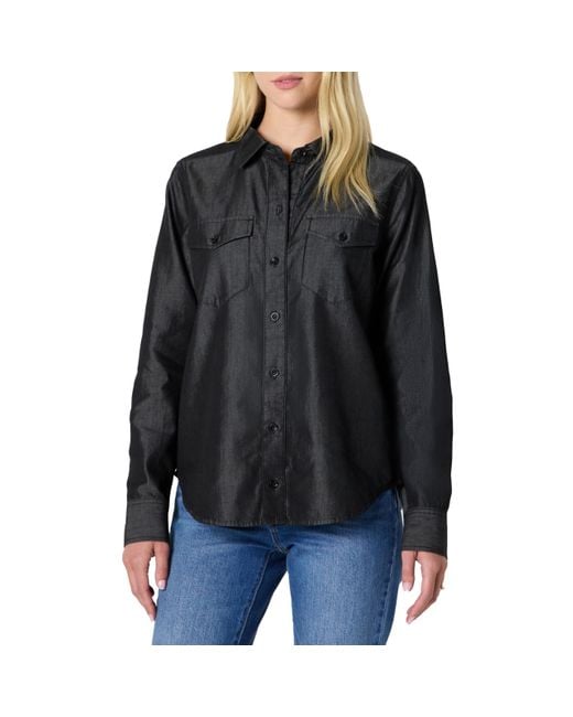 Amazon Essentials Black Relaxed-fit Denim Chambray Button-down Long-sleeve Shirt