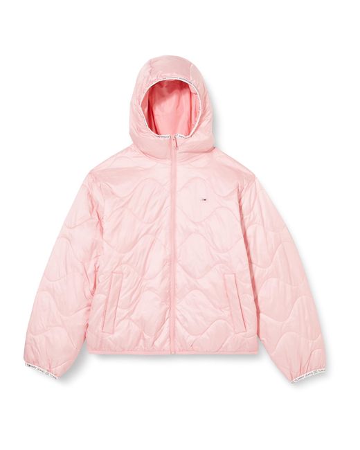 Tommy Hilfiger Pink Tjw Quilted Tape Hood Puffer Ext Dw0dw17242 Padded Jackets