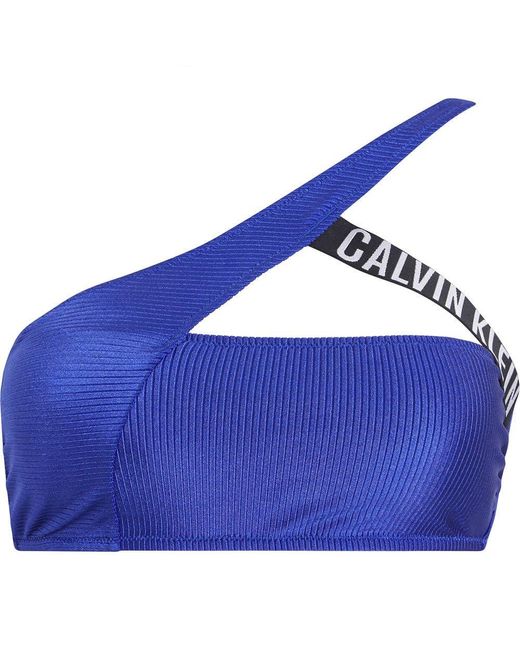 Top de bikini Mujer One Shoulder Bralette sin aros Calvin Klein de color Blue