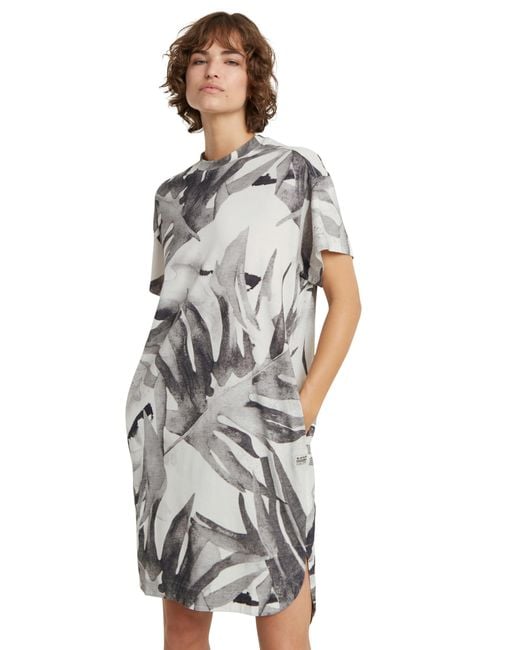Printed Loose T-Shirt Dress Wmn Vestido Informal G-Star RAW de color Gray