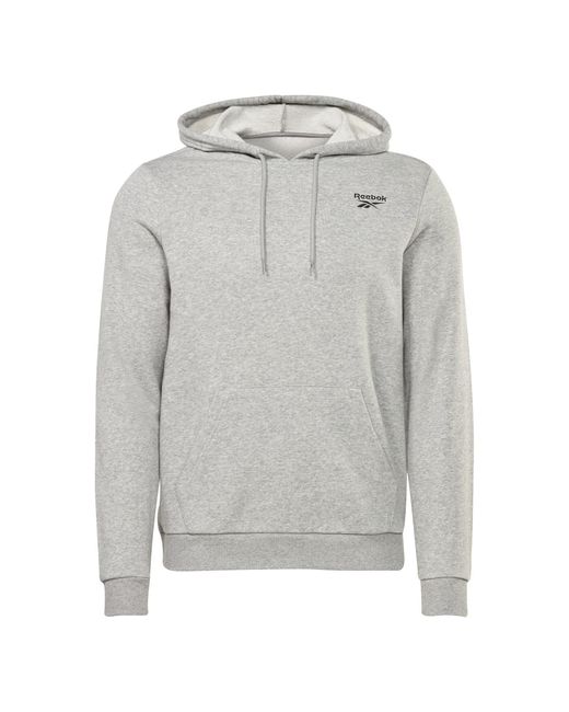 Reebok Gray Identity French Terry Logo Pullover Hoodie Sweatshirt for men