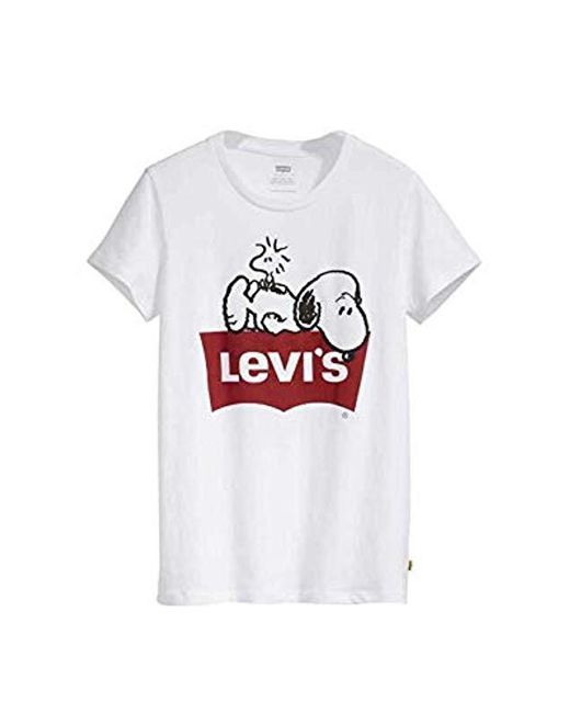 Levi's Damen T-Shirt »the perfect Tee Snoopy« Mit Batwing Snoopy Frontprint  in weiß