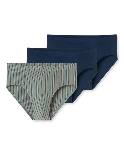Schiesser 3 Pack Unterwäsche Slips mit weichem Bund Bio Baumwolle-95/5 Organic Slip in Blue für Herren