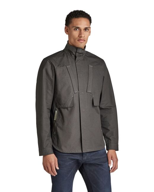 G-Star RAW Utility Zip Overshirt Jacket in het Gray voor heren