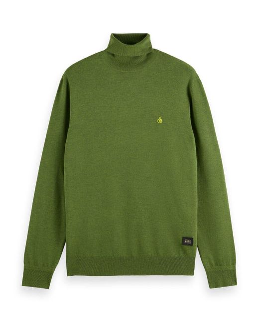 Scotch & Soda Green Regular Fit Essentials Turtle In Eco Vero Sweater for men