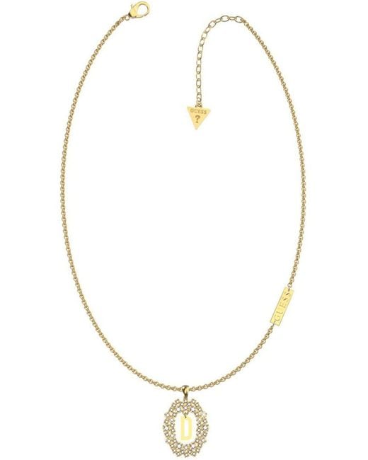 Collier Initiales My Name Lettres A-V Doré avec zircons blancs Guess en coloris Metallic