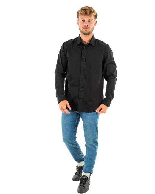 Calvin Klein Monologo Button Relaxed Shirt Freizeithemden in Black für Herren