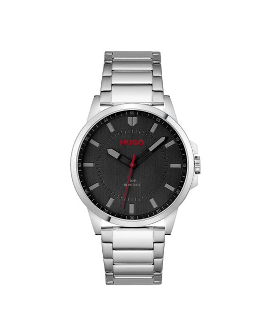 HUGO Gray #first Quartz Watch With Stainless Steel Strap for men