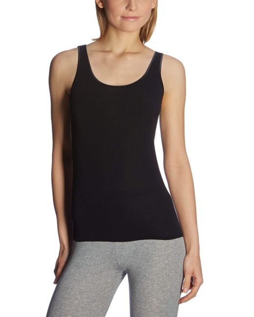 Schiesser Black Trägertop Baumwolle - Luxury, schwarz_200763, 40