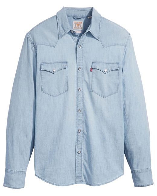 Levi's Blue Barstow Western Standard Woven Shirts for men