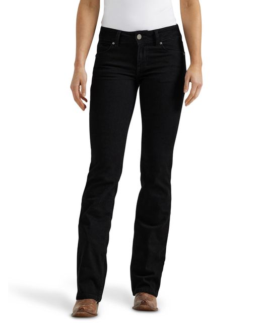 Western Mid Rise Stretch Boot Cut Jean Jeans di Wrangler in Black