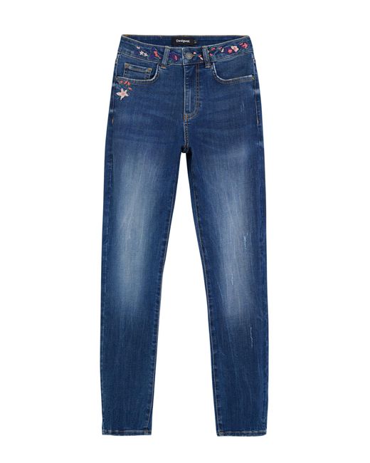 Desigual Women's Embroidered Slim Jeans Blue