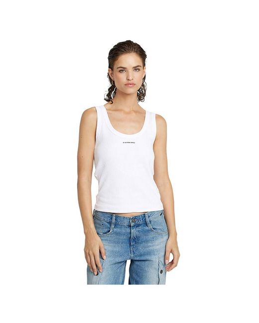 G-Star Slim Rib Tank Top Wmn T-shirt in het White