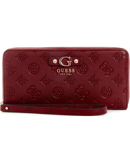 Guess Red Gerty Zip Around Wallet Colour