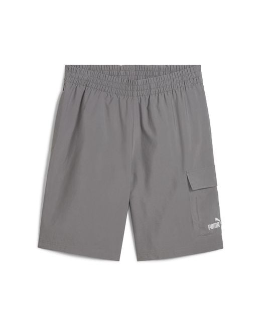 Shorts Cargo in Tessuto Essentials con Logo N. 1 da 9" da Uomo M Cast Iron Gray di PUMA da Uomo