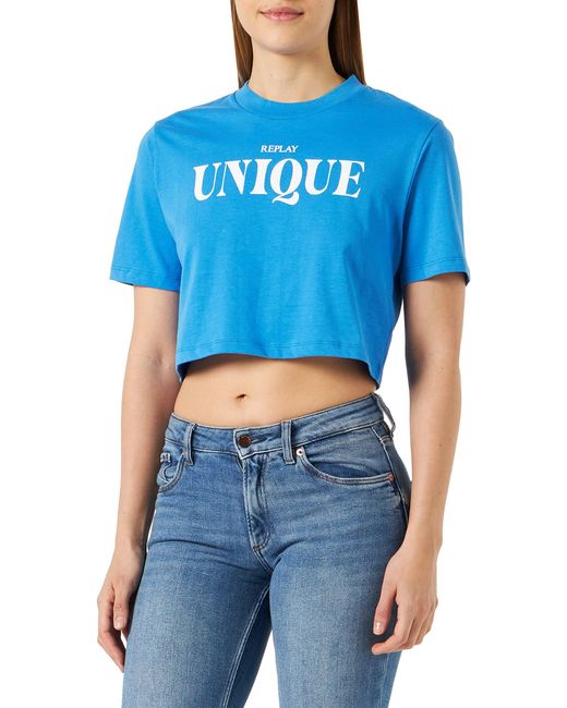 T-Shirt Donna ica Corta Unique di Replay in Blue