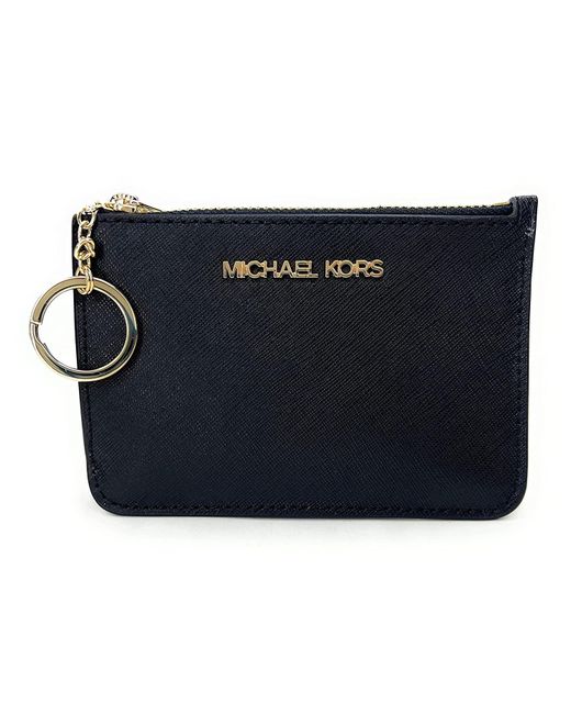 Jet Set Travel Small Top Zip Coin Pouch with ID Holder in Saffiano Leather di Michael Kors in Blue