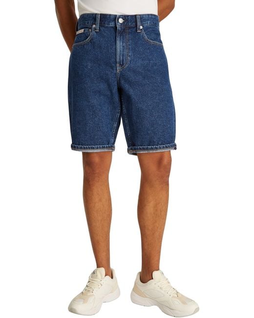 Uomo Pantaloncini in Jeans Regular in Cotone di Calvin Klein in Blue da Uomo