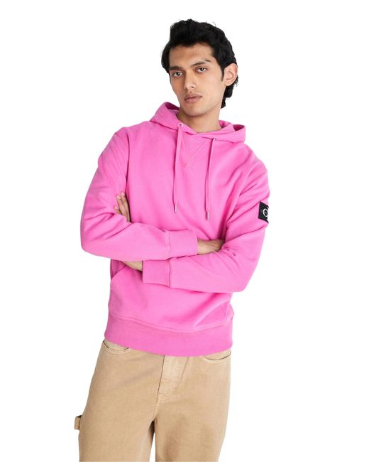 Calvin Klein Hoodie Badge Hoodie mit Kapuze in Pink für Herren