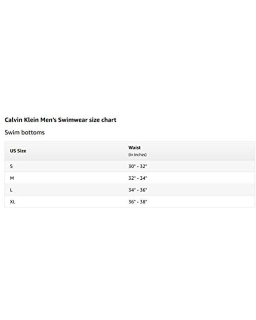 Calvin klein men's swimwear size chart sale
