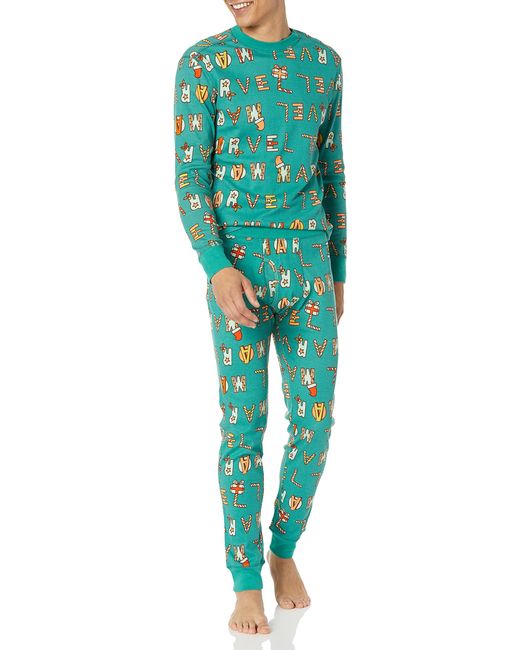 Snug-Fit Cotton Pajamas Pigiama Cotone di Amazon Essentials in Green da Uomo