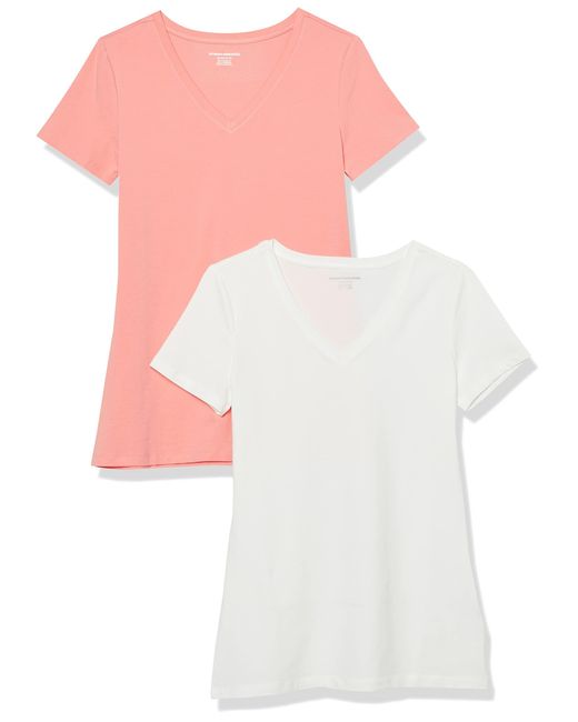 Amazon Essentials White Short-sleeve V-neck T-shirts