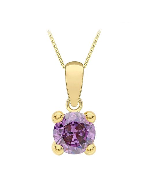 Collana con Ciondolo in Oro 9 Carati con Pietra Portafortuna di Febbraio di Amazon Essentials in Multicolor