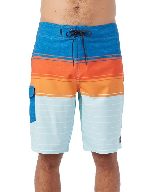 O'neill Sportswear Blue 21" Hyperfreak Divergent Boardshorts -water Resistant Trunks For With Quick Dry Stretch Fabric And Pockets for men