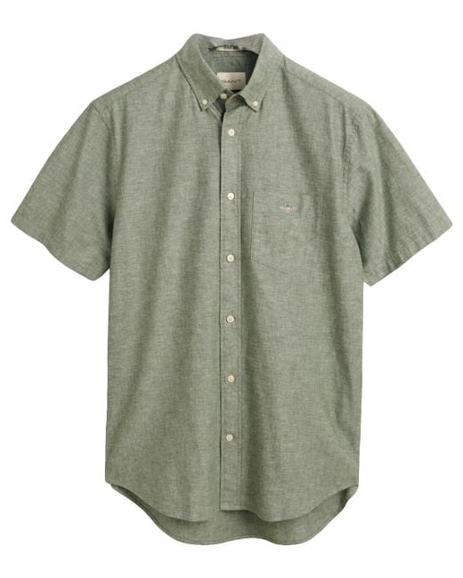 Gant Green Reg Cotton Linen Ss Shirt for men