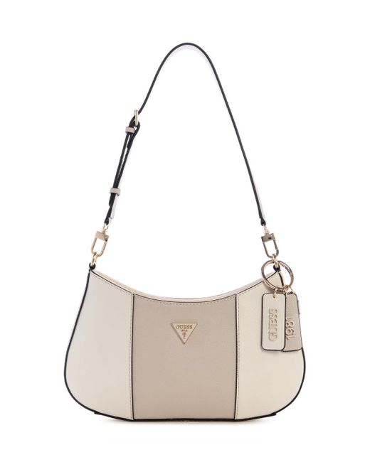 Guess Natural Noelle II Top Zip Shoulder Bag Cream White/Taupe