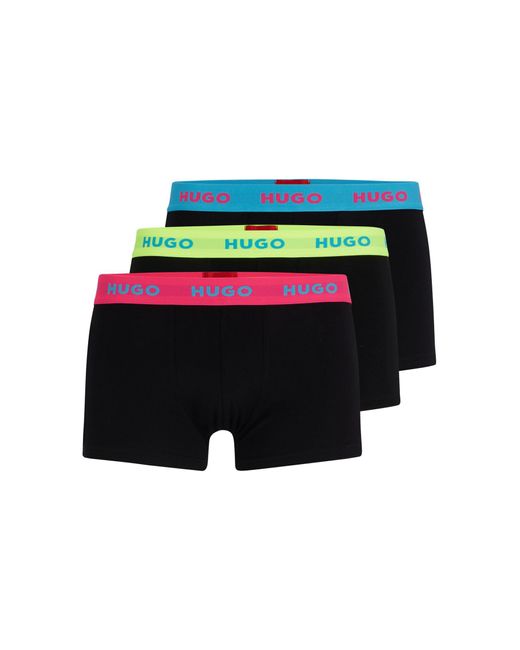 HUGO S Trunk Triplet Pack Three-pack Of Stretch-cotton Trunks With Logo Waistbands Yellow for men