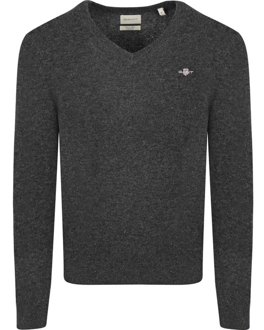 Extrafine Lana di Agnello con Scollo a V Pullover di Gant in Black da Uomo