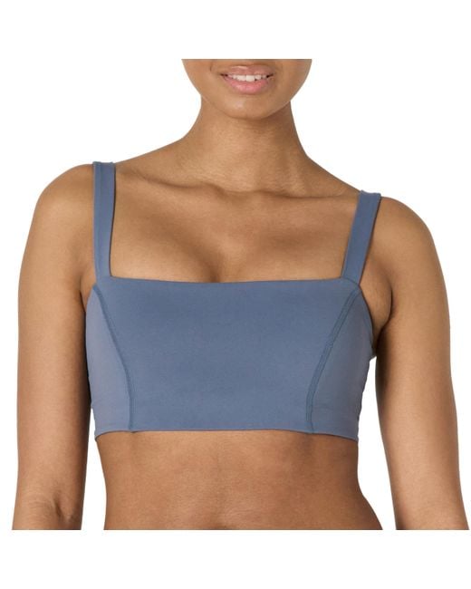 Amazon Essentials Blue Active Formflex Buttery Soft Light Support Bandeau Sports Bra With Adjustable Straps