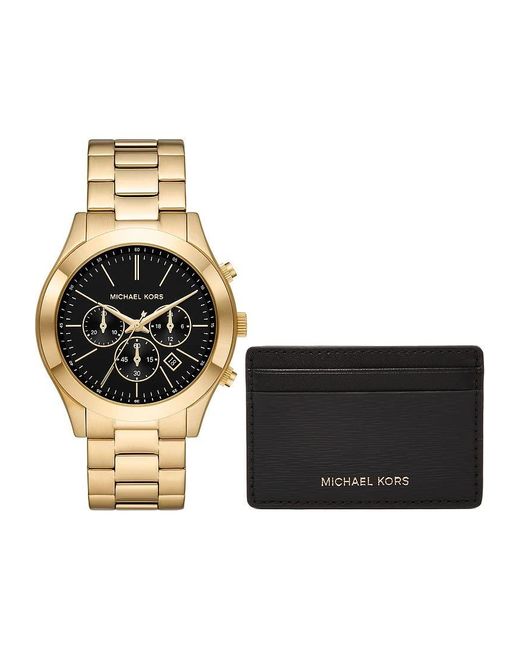 Michael kors watch store black leather strap