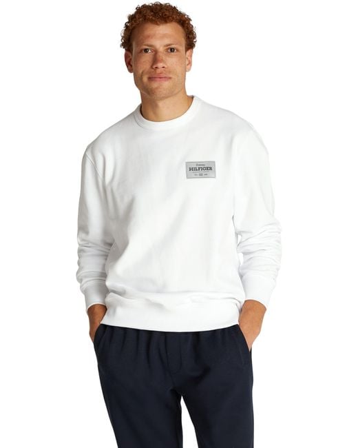 Sudadera Hombre Monotype Label con cuello redondo Tommy Hilfiger de hombre de color White