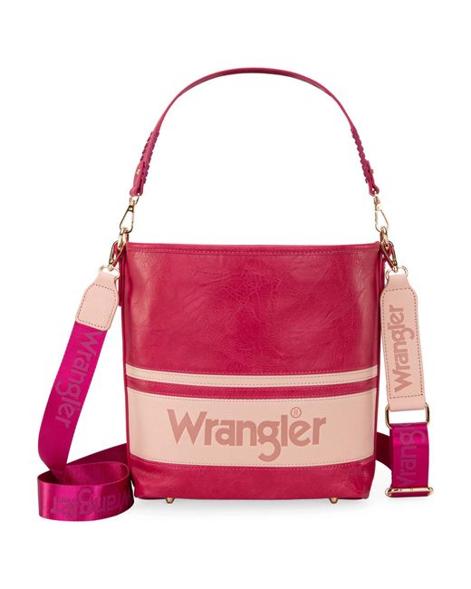 Wrangler Pink Hobo Shoulder Handbag For Weave Bucket Bag