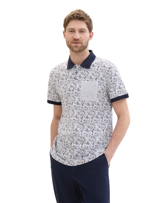 Tom Tailor Basic Piqué Poloshirt mit Allover-Print in Gray für Herren