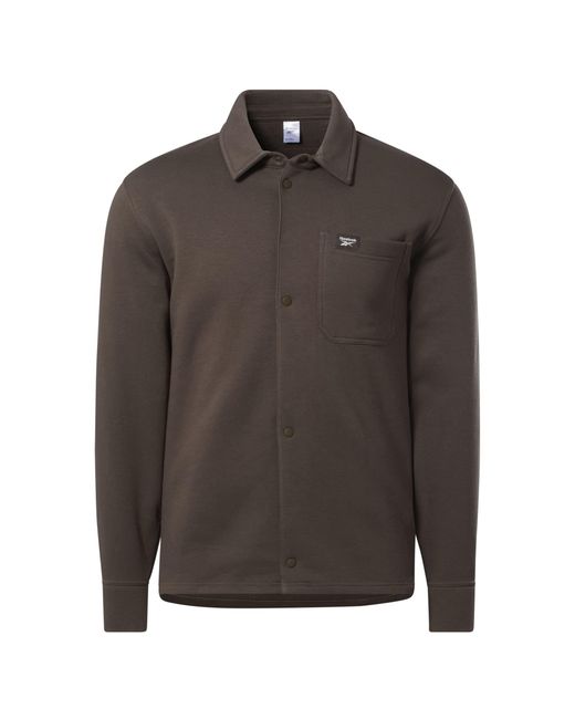 Reebok Brown 's Classics Wardrobe Essentials Fleece Overshirt Shirt