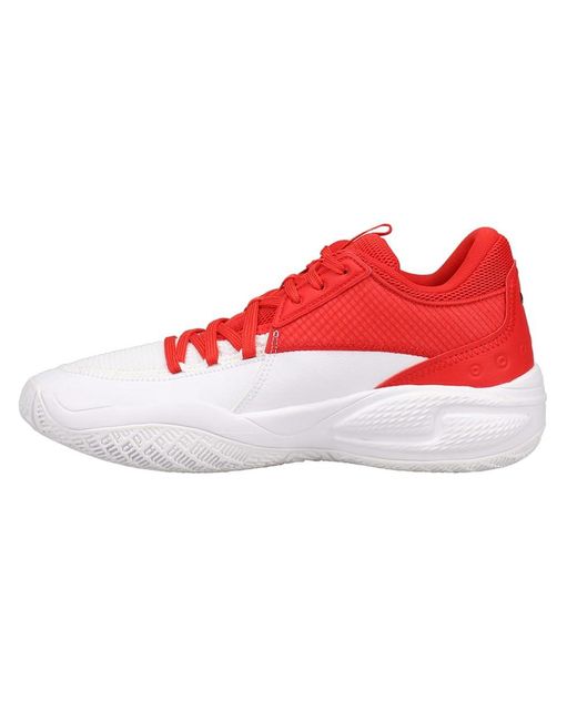 PUMA Red Mens Court Rider I Basketball Sneakers Shoes - White, White, 11 for men