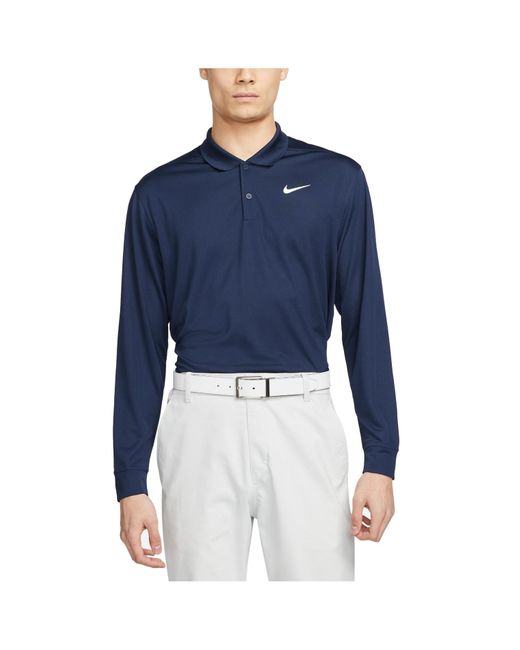 Nike Dri-FIT Golf-Poloshirt Victory Langarm in Blue für Herren