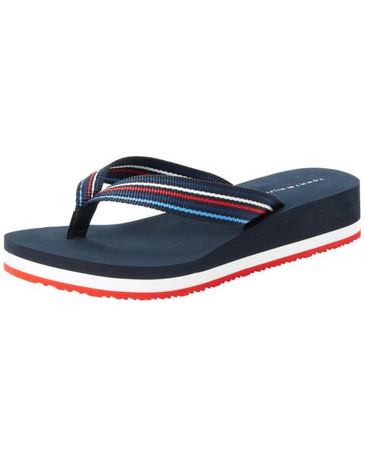 Tommy Hilfiger Blue Wedge Stripes Beach Sandal Flip Flop