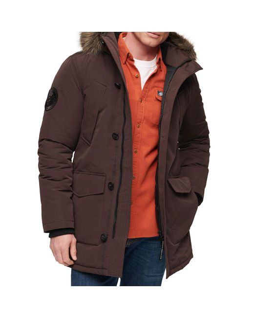 Superdry Brown Everest Faux Fur Hooded Parka Jacket for men
