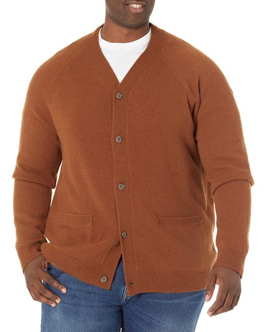 Cardigan con Scollo A v in Lana d'Agnello Uomo di Amazon Essentials in Brown da Uomo