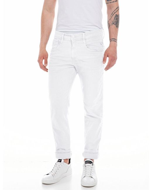 Jeans da uomo elasticizzati di Replay in White