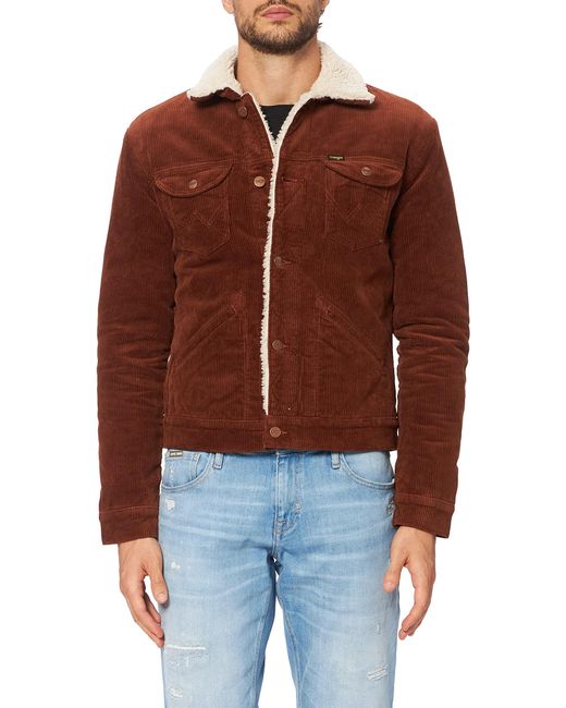 Wrangler Brown 124mj Sherpa Denim Jacket for men