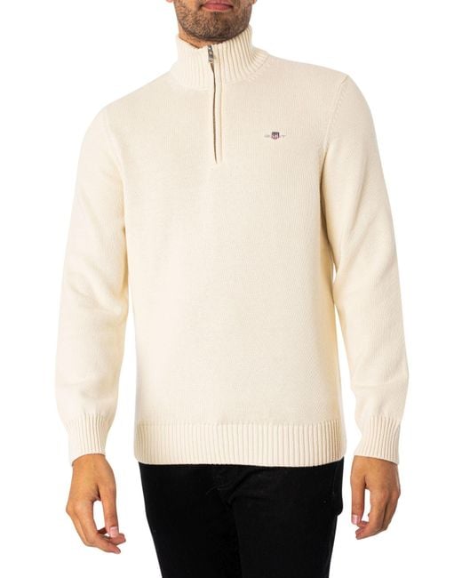 Gant Lässiges Baumwoll-Sweatshirt Mit Halbem Reißverschluss in White für Herren