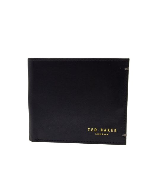 Ted Baker Harrvee Bifold Coin Leather Wallet In Black Leather for men